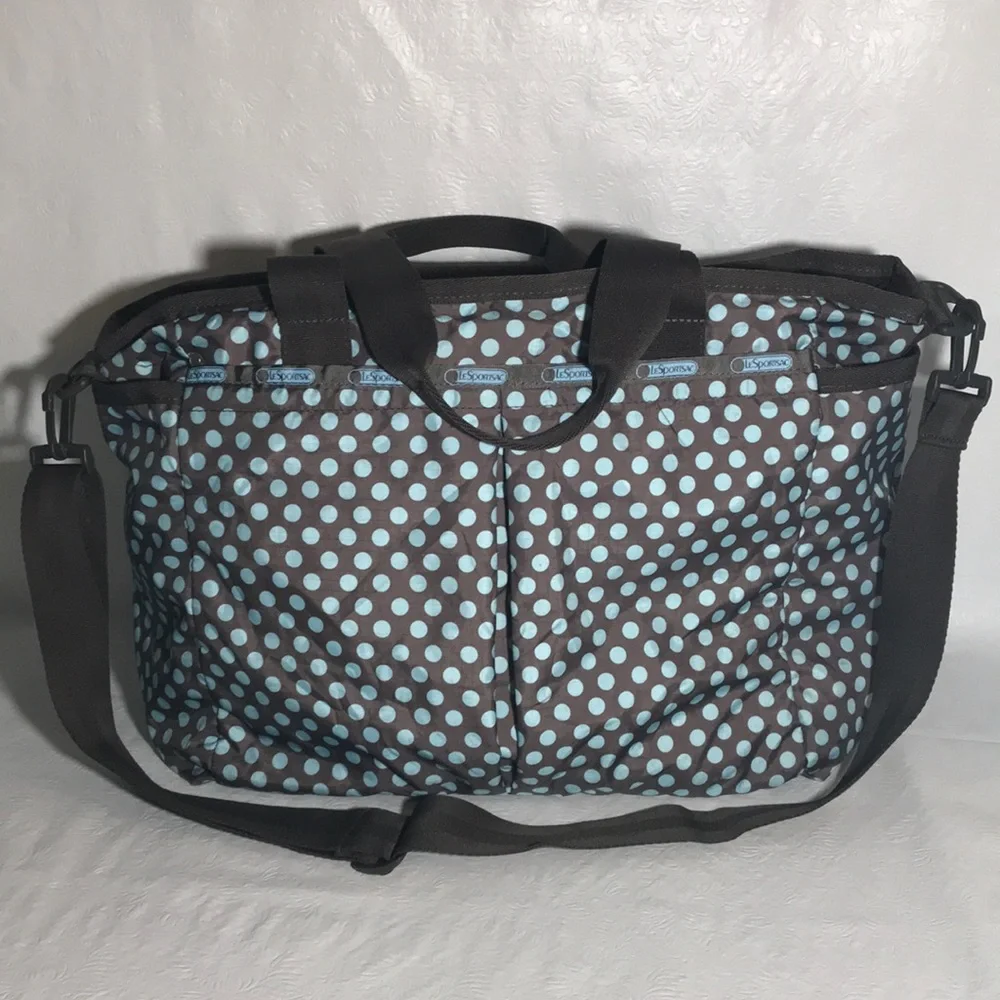 LeSportsac Brand Polka Dot Brown & Baby Blue Bag Purse